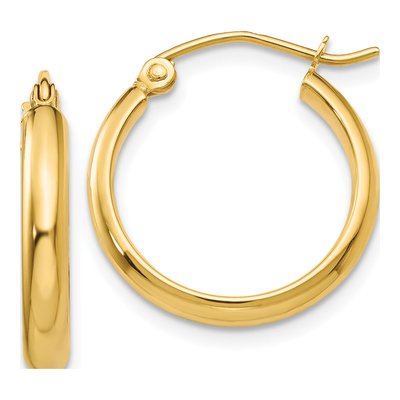 14K Yellow Gold 18mm Tube Hoop Earrings
