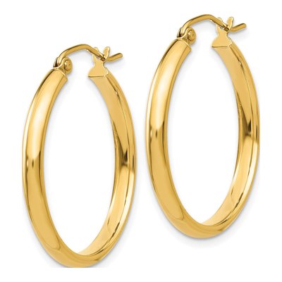 14K Yellow Gold 25mm Tube Hoop Earrings – view 3