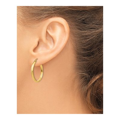 14K Yellow Gold 25mm Tube Hoop Earrings – view 4