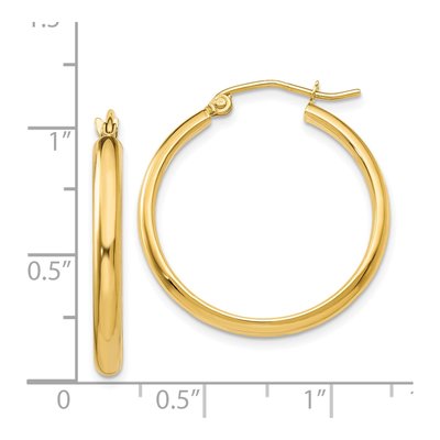 14K Yellow Gold 25mm Tube Hoop Earrings – view 5