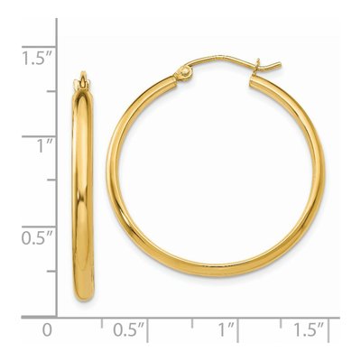 14K Yellow Gold 30mm Tube Hoop Earrings – view 5