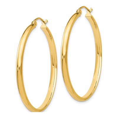 14K Yellow Gold 35mm Tube Hoop Earrings – view 2