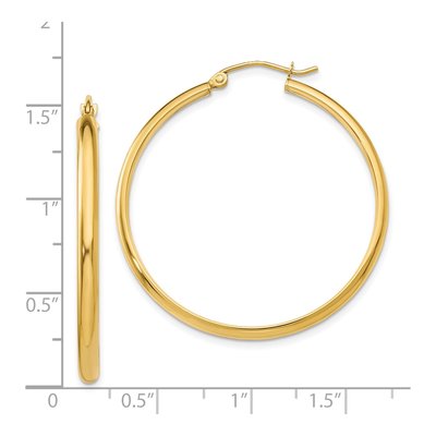 14K Yellow Gold 35mm Tube Hoop Earrings – view 4