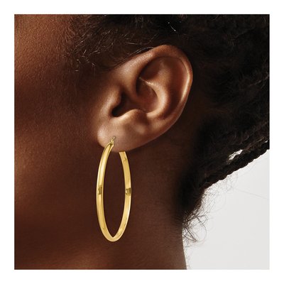 14K Yellow Gold 40mm Tube Hoop Earrings – view 3