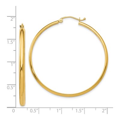 14K Yellow Gold 40mm Tube Hoop Earrings – view 4