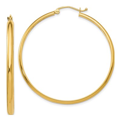 14K Yellow Gold 40mm Tube Hoop Earrings