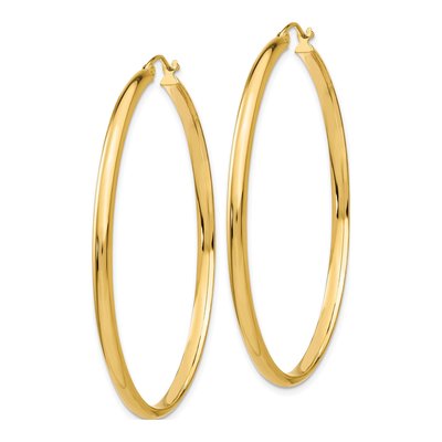 14K Yellow Gold 50mm Tube Hoop Earrings – view 3