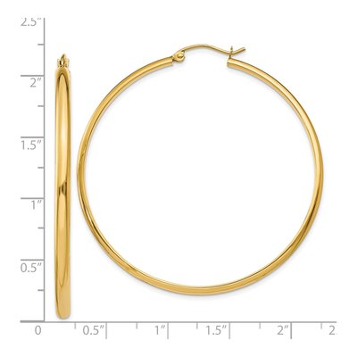 14K Yellow Gold 50mm Tube Hoop Earrings – view 5