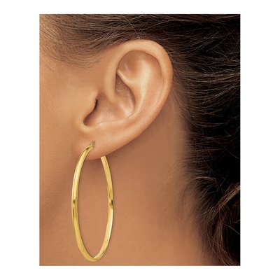 14K Yellow Gold 55mm Tube Hoop Earrings – view 4