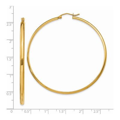14K Yellow Gold 55mm Tube Hoop Earrings – view 5