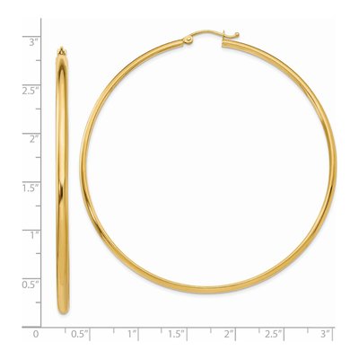 14K Yellow Gold 65mm Tube Hoop Earrings – view 4