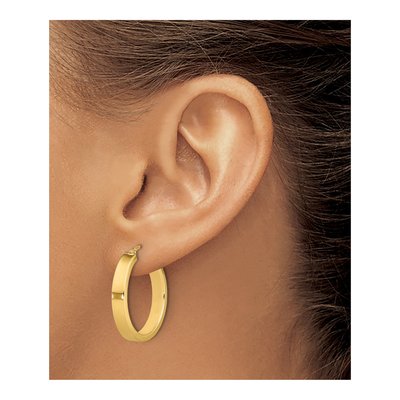 14K Yellow Gold 25mm Tube Hoop Earrings – view 4