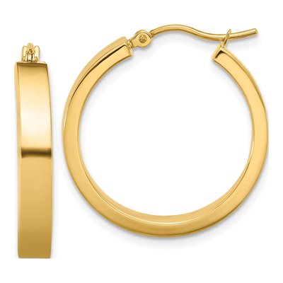 14K Yellow Gold 25mm Tube Hoop Earrings