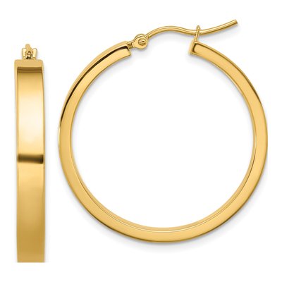 14K Yellow Gold 28mm Tube Hoop Earrings