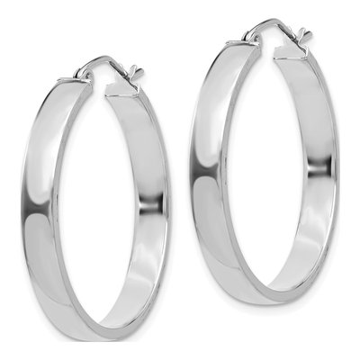 14K White Gold 28mm Tube Hoop Earrings – view 2