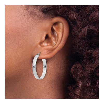 14K White Gold 28mm Tube Hoop Earrings – view 3