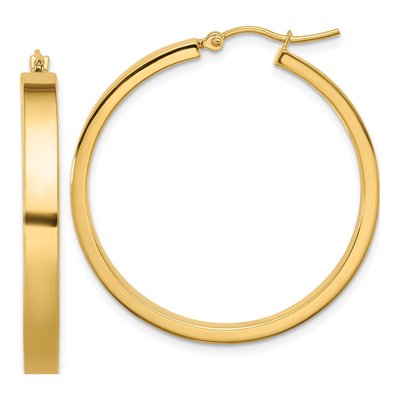 14K Yellow Gold 35mm Tube Hoop Earrings