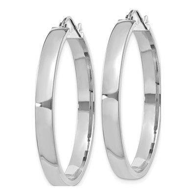 14K White Gold 35mm Tube Hoop Earrings – view 3