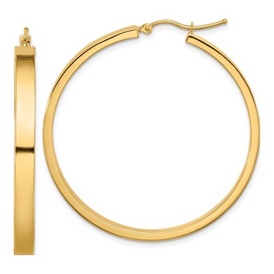 14K Yellow Gold 45mm Tube Hoop Earrings
