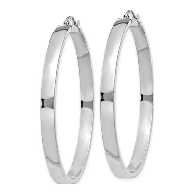 14K White Gold 45mm Tube Hoop Earrings – view 3