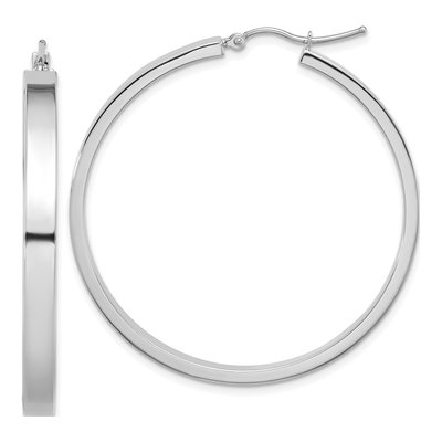 14K White Gold 45mm Tube Hoop Earrings