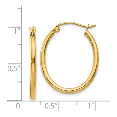 14K Yellow Gold Oval Tube Hoop Earrings – view 5