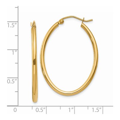 14K Yellow Gold Oval Tube Hoop Earrings – view 5