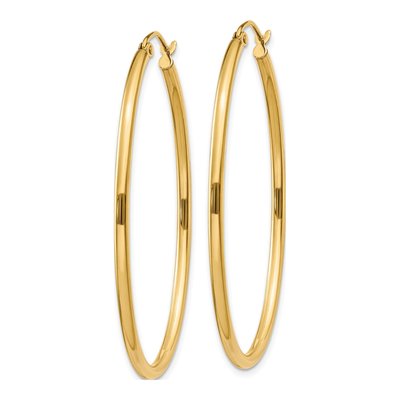 14K Yellow Gold Oval Tube Hoop Earrings – view 3