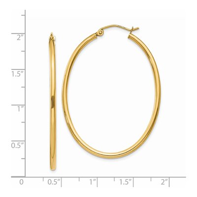 14K Yellow Gold Oval Tube Hoop Earrings – view 5