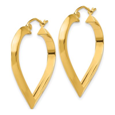 14K Yellow Gold 28mm Heart Hoop Earrings – view 3