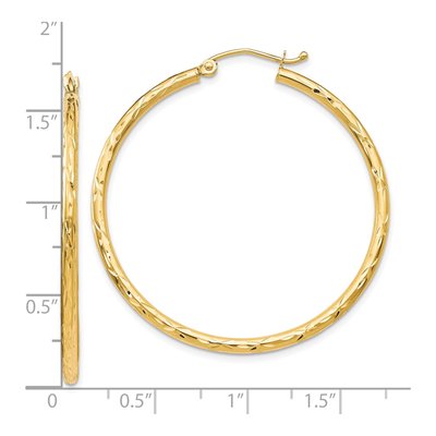 10K Yellow Gold 40mm Textured Hoop Earrings – view 5