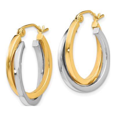 10K Two-Tone Gold Hoop Earrings – view 3
