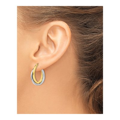 10K Two-Tone Gold Hoop Earrings – view 4