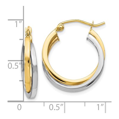 10K Two-Tone Gold Hoop Earrings – view 5