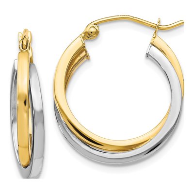 10K Two-Tone Gold Hoop Earrings