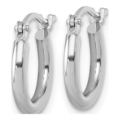 10K White Gold 12mm Hoop Earrings – view 3