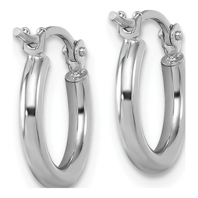 10K White Gold 12mm Hoop Earrings – view 5