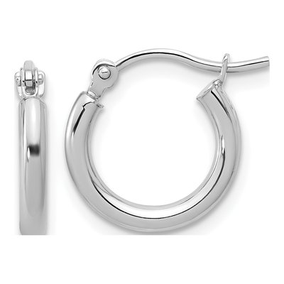 10K White Gold 12mm Hoop Earrings