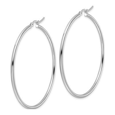 10K White Gold 50mm Hoop Earrings – view 3
