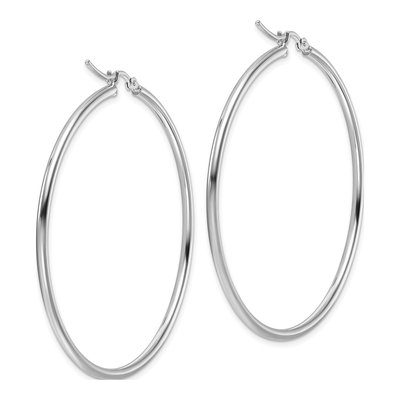 10K White Gold 50mm Hoop Earrings – view 5