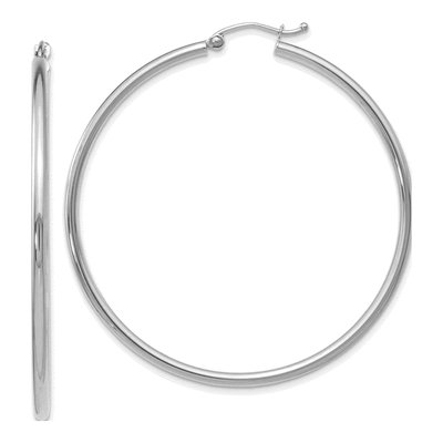 10K White Gold 50mm Hoop Earrings