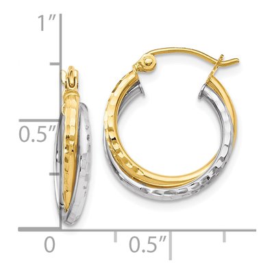 10K Two-Tone Gold 16mm Diamond-Cut Hoop Earrings – view 5