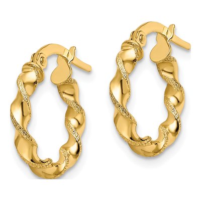 10K Yellow Gold 16mm Twisted Hoop Earrings – view 3