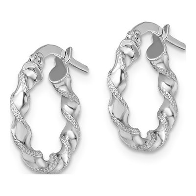 10K White Gold 16mm Twisted Hoop Earrings – view 3