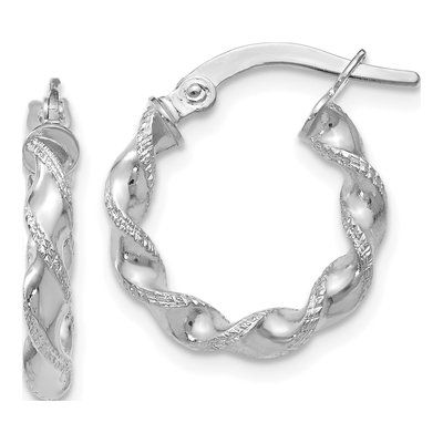 10K White Gold 16mm Twisted Hoop Earrings