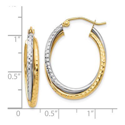 10K Two-Tone Gold 29mm Textured Hoop Earrings – view 5