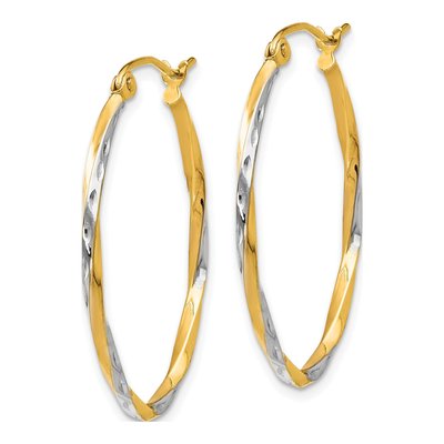 10K Yellow Gold 30mm Oval Hoop Earrings – view 3
