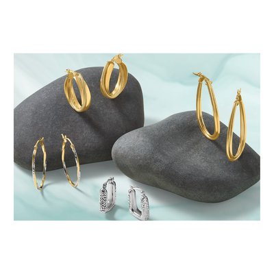10K Yellow Gold 30mm Oval Hoop Earrings – view 6