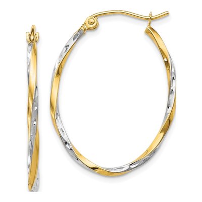10K Yellow Gold 30mm Oval Hoop Earrings