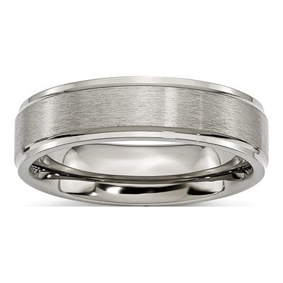 Titanium 6mm Ridged Edge Wedding Band